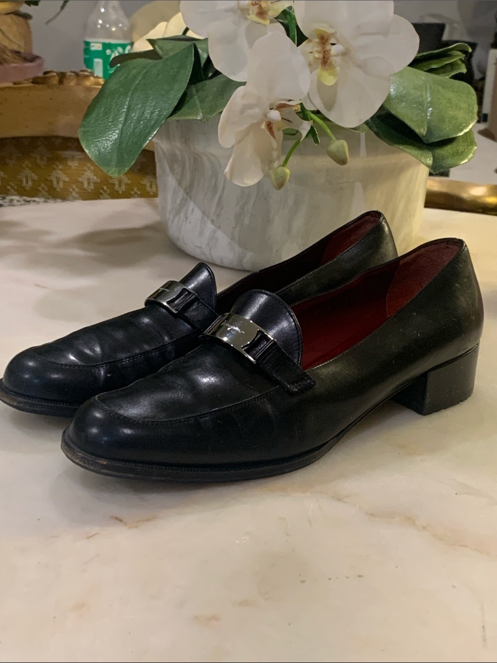 Vintage Salvatore Ferragamo Black Leather  Loafers Size 9 B